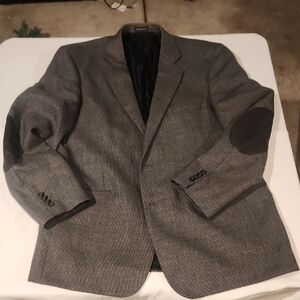 Stanford Wool Classic Gray Blazer with Black Elbow Patches